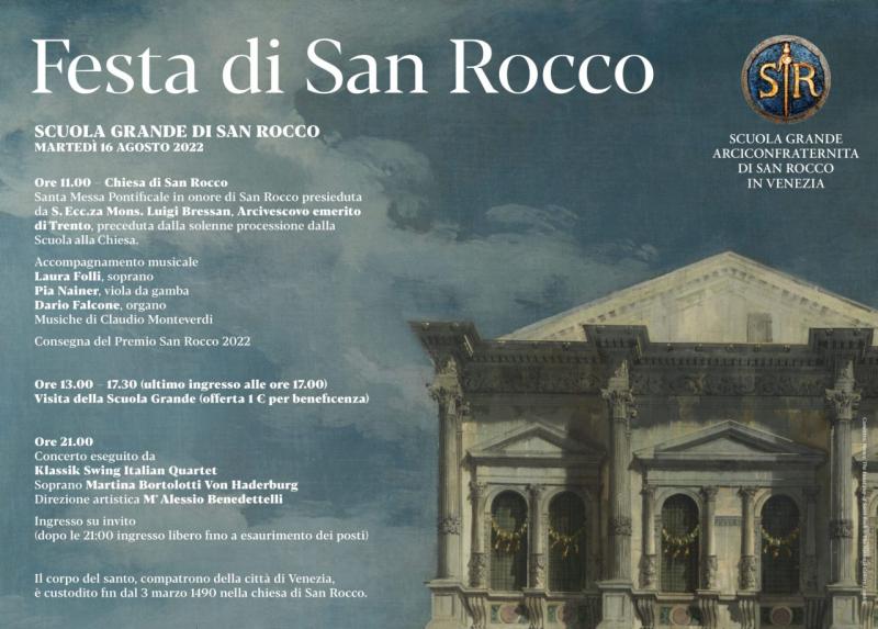 Martedì 16 agosto si celebra la festa di San Rocco Comune di Venezia